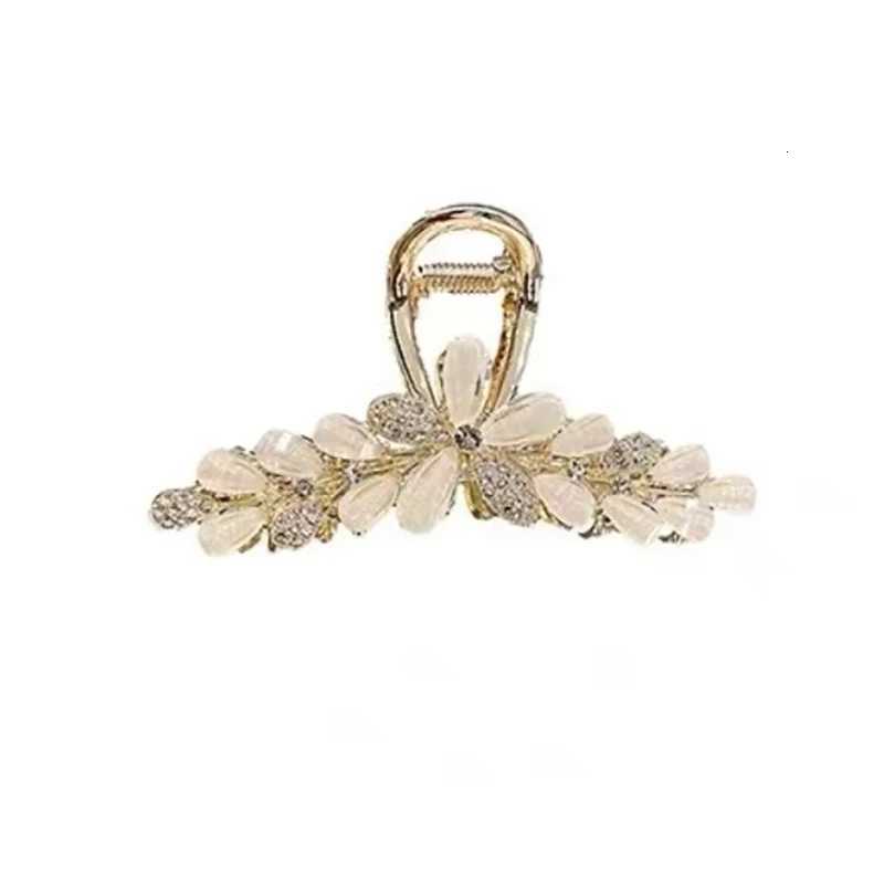 Korean Style Rhinestone Glaze Flower Hair Clip Large Hair Grip Highend Womens Back of Head Hair Claw Fashion Hear AccessoriesW254021