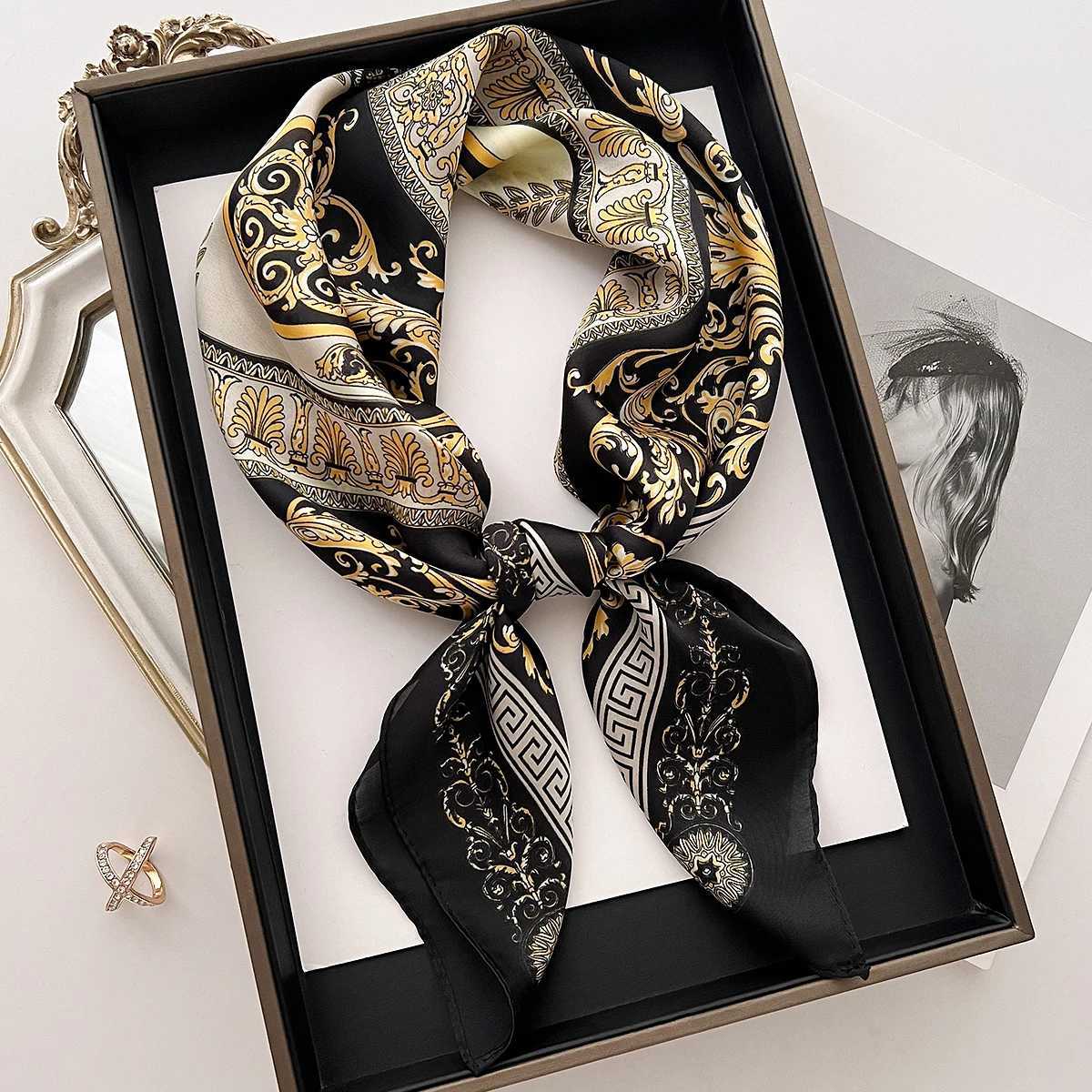 Luxury Brand Neckerchief Silk Feeling Scarf for Women Design Hair Bands Satin Square Headscarf Ribbon Lady Wrist Hand Wrap Shawl W251021