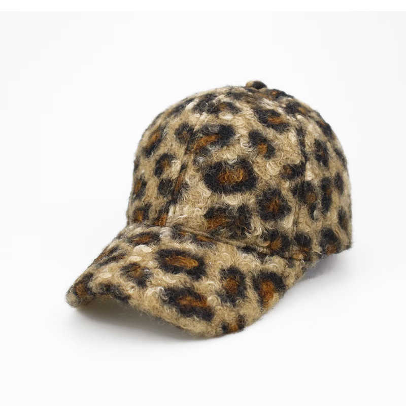 New Autumn Winter Hat Terry Leopard Print Warm Baseball Cap Casual Versatile Street Style Fashion Baseball Cap H251020