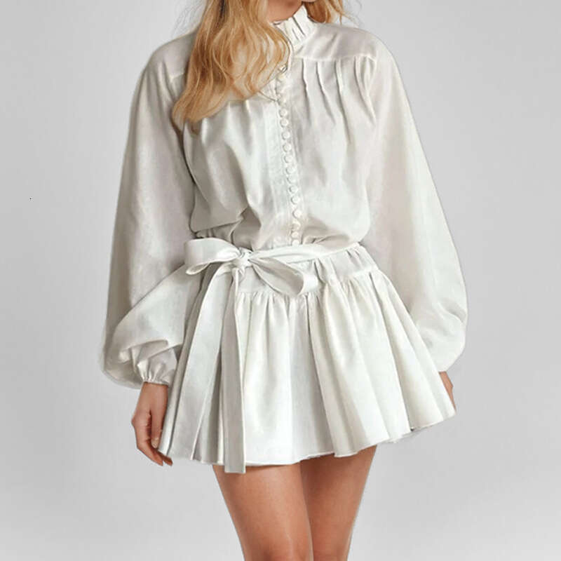 2025 New Autumn Women's Fashion Elegant Fashionable Printed Tie Waist Short Dress