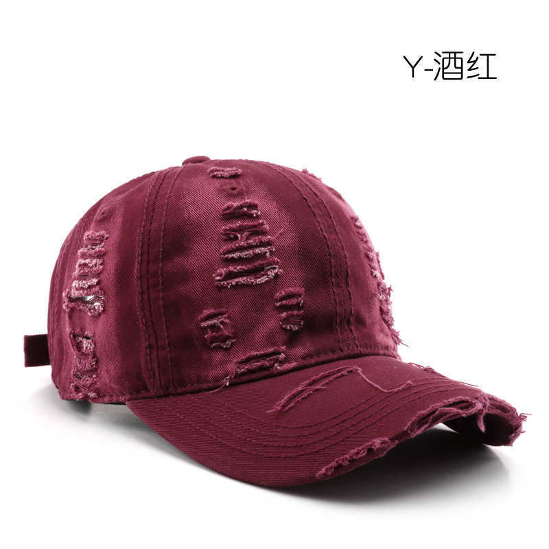 Style Spring and Autumn Solid Color Washed Distressed Baseball Cap Outdoor Mens Sun Protection Visor Cap H251020