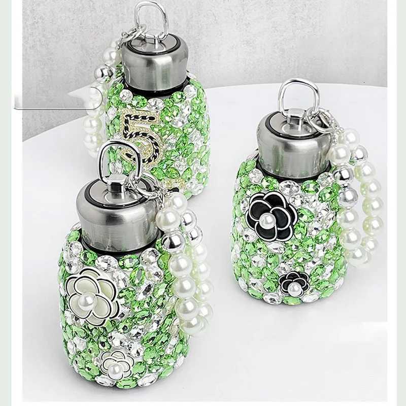 Luxury Rhinestone Insated Cup Portable Large Belly Cup Stainless Steel Pearl Handheld Water Bottle lia Sinensis Thermoses Y251021