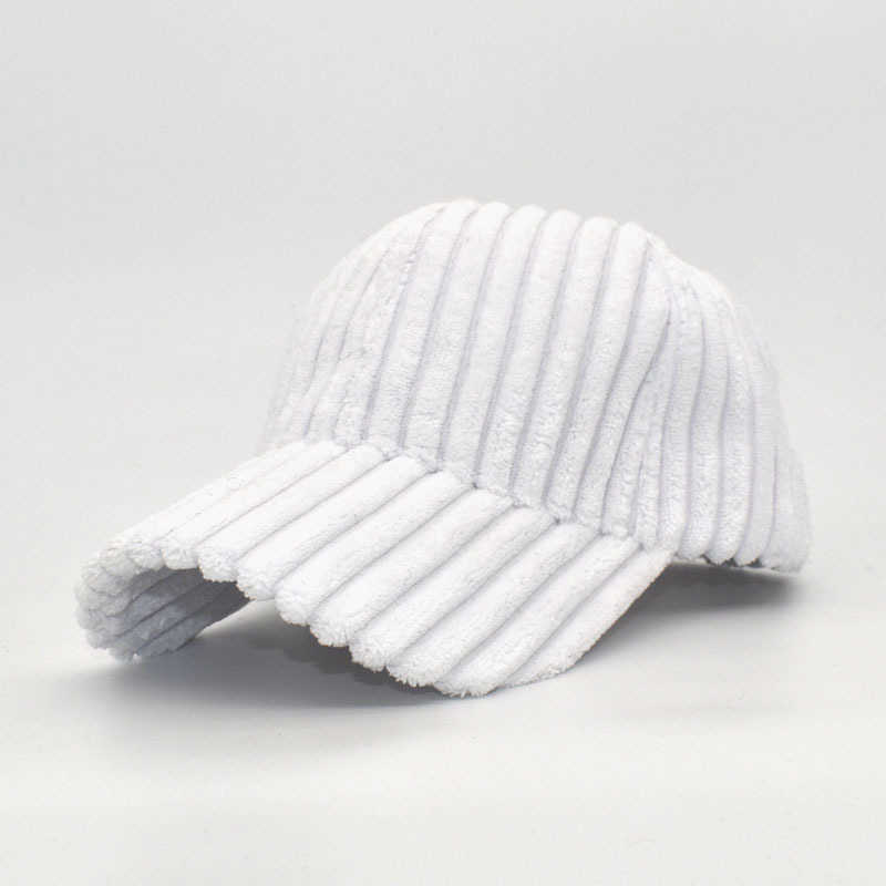 New Autumn Winter Hat Women Baseball Cap Striped Corduroy Street Casual Duckbill Cap Trendy H251020