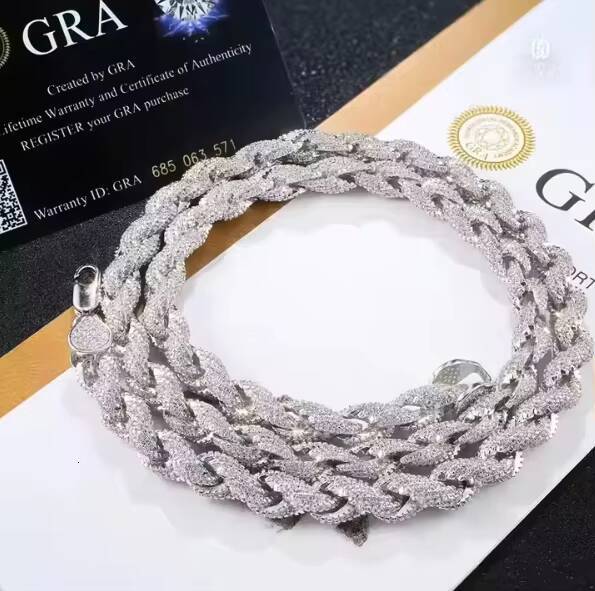 Hip Hop S925 Silver Chain Necklace VVS D Color Moissanite Bracelet Necklace Men Jewelry Cuban Link Iced Out Tennis Rope Chain
