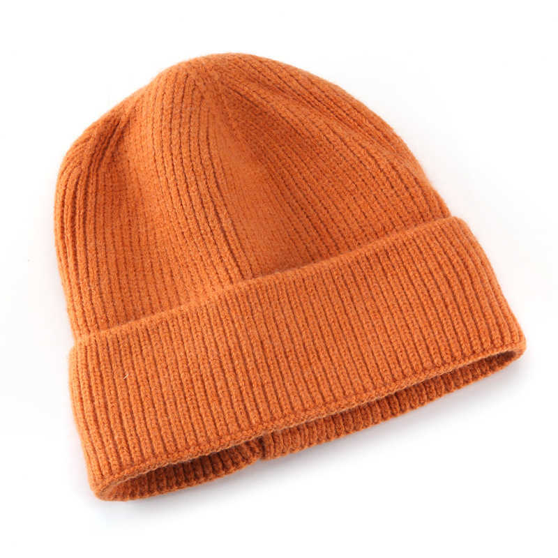 Womens Autumn and Winter Pure Color Light Board Plush Warm Knitted Hat for Outdoor Travel H251020