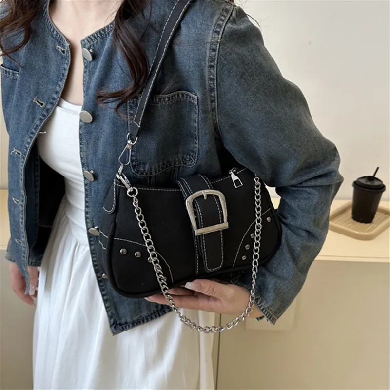 Simple Retro Underarm Bag Fashionable Trend Casual Shoulder Bag Canvas Casual Texture Crossbody Bag for Women 251015