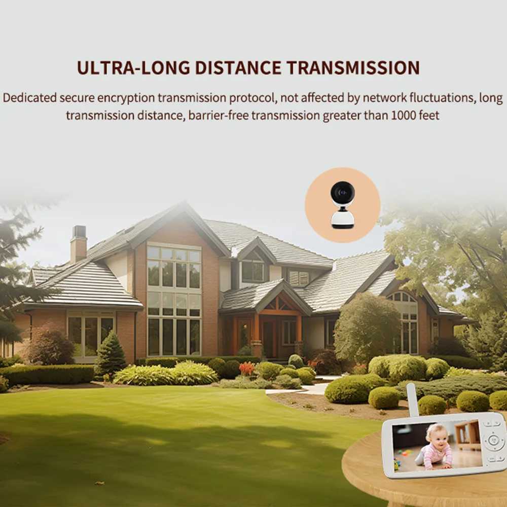 RSmart APP 5inch 720P Display Smart WiFi Baby Monitor 1080P PTZ Camera 2Way Talk Night Vision Lullaby with Charging Station J251121