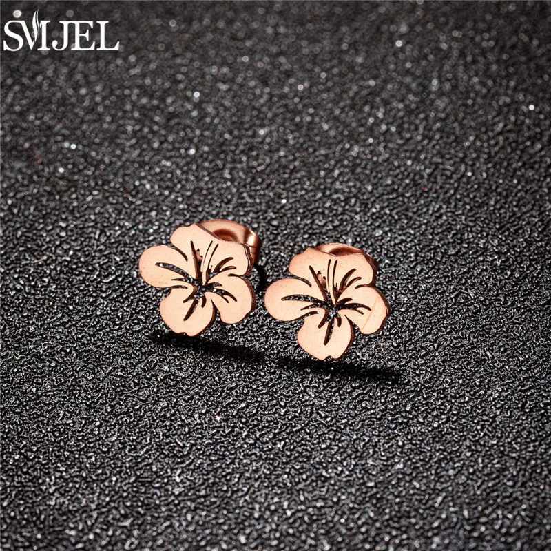 Korean Style Stainless Steel Lily Earrings for Women Small Daisy Rose Flower Stud Earring Sweet Wedding Jewelry Girls Pendientes J251021