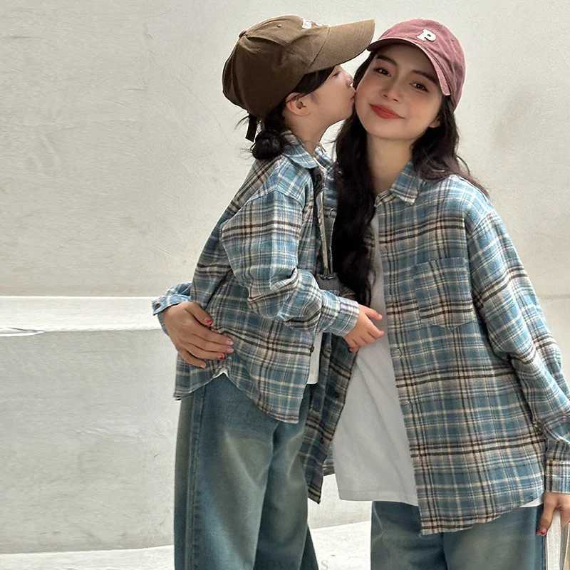 Casual Family Matching Outfit Plaid Shirt Parent and Child Matching Clothes Mom Daughter Blouse Family Look Costume Outerwear L251021JQ8L