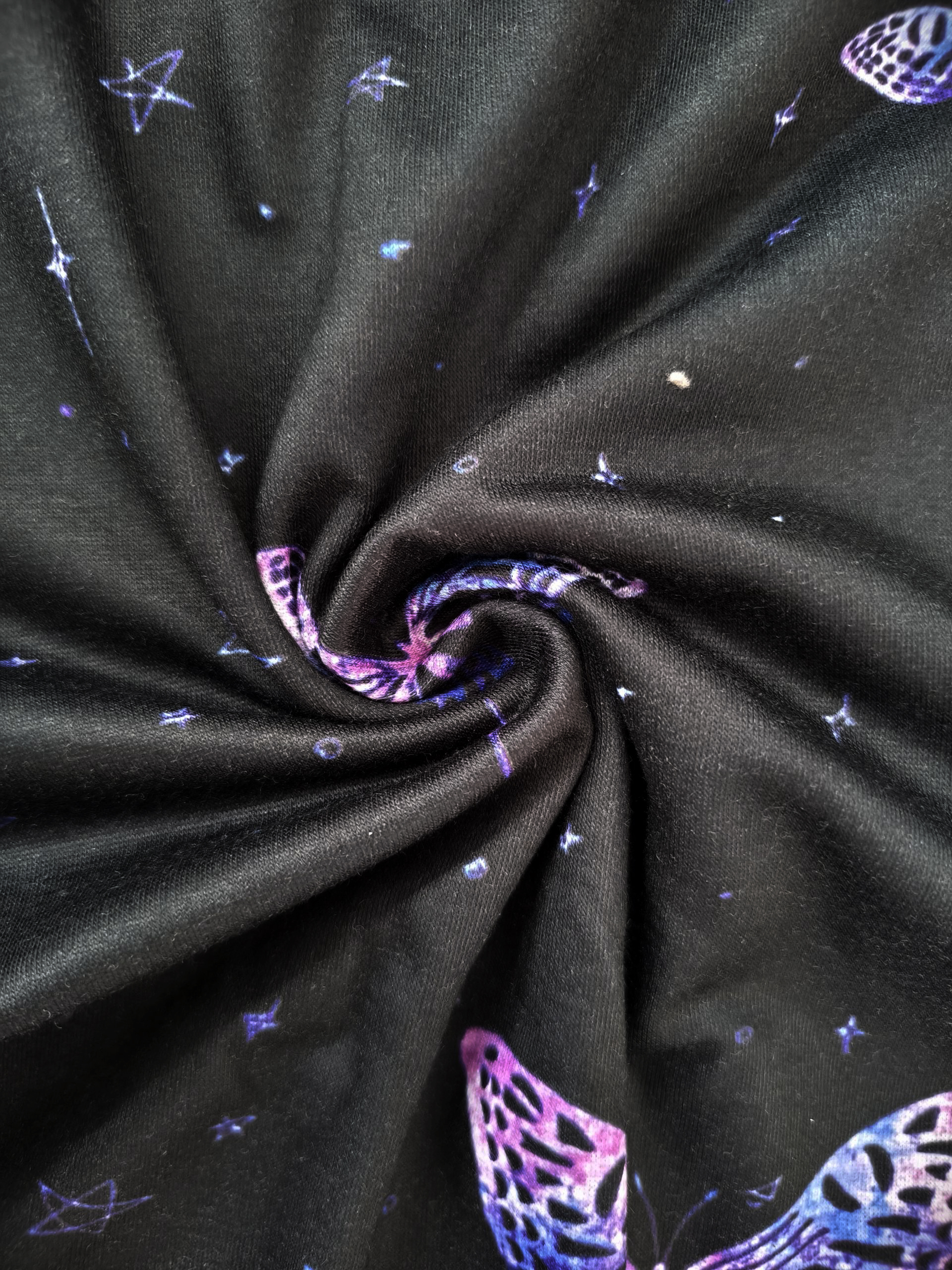 Women's Autumn & Winter New Butterfly Printed Hooded Jacket, Milk Silk Casual Commute Versatile Zip-Up Coat (S-XXL, Black)-CF41100