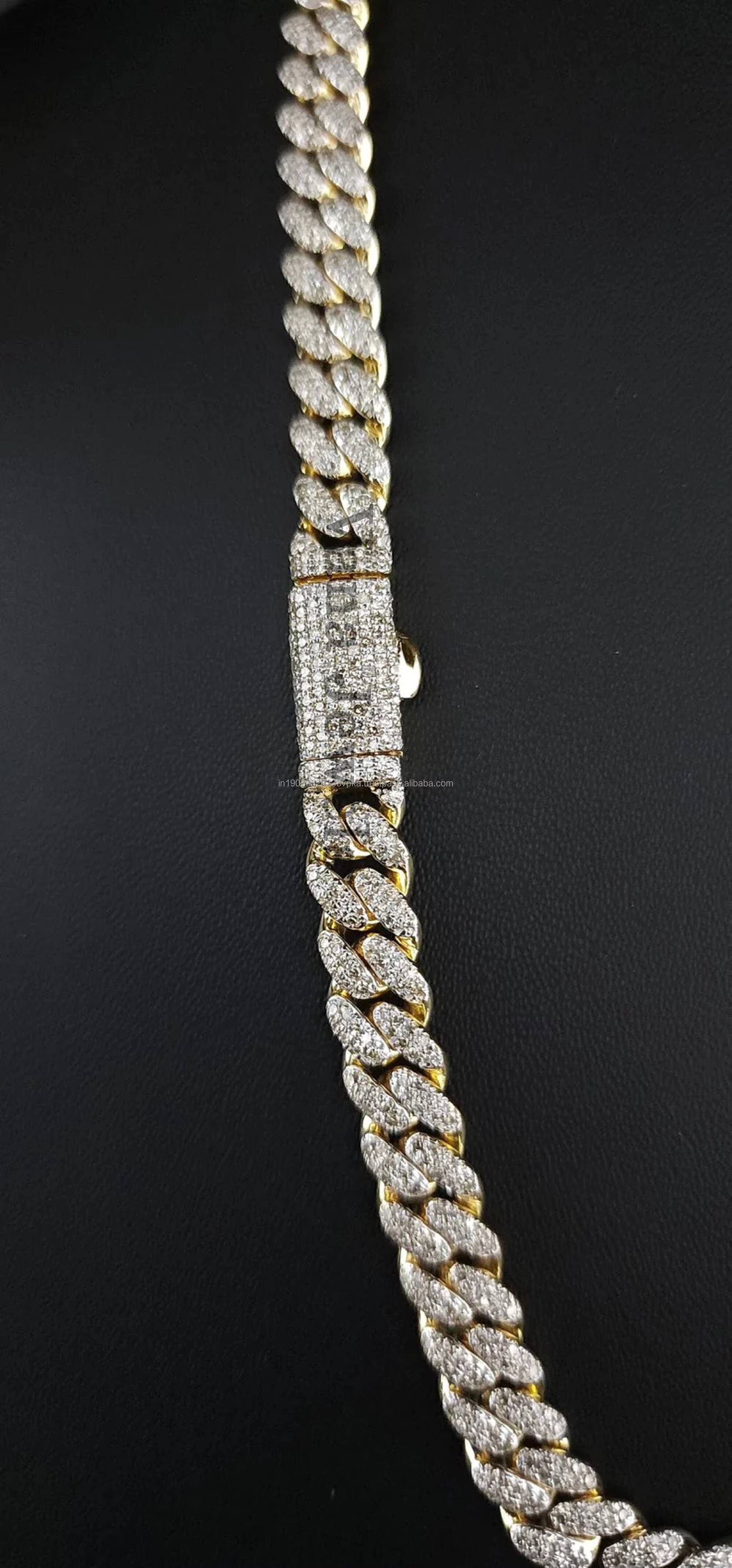 Luxury 8mm Moissanite Cuban Link Chain Unisex Solid 925 Silver Necklace Excellent Cut VVS D Color for Engagement Wedding Party