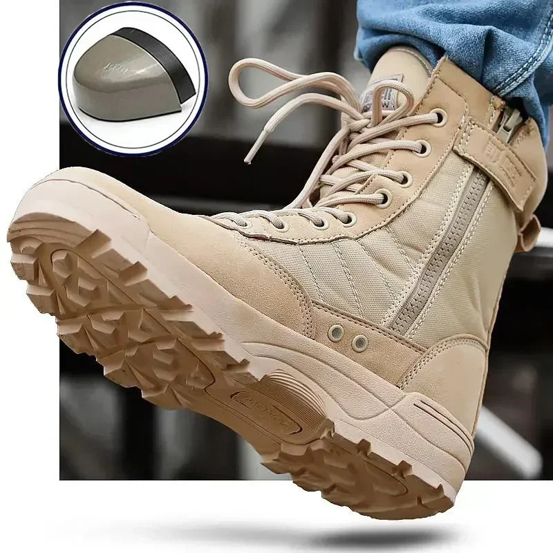 Mens Steel Toe Boots Outdoor Tactical Hiking Desert Boots Men Stabproof Smashing Work Safty Shoes Wear Protection Shoes251020