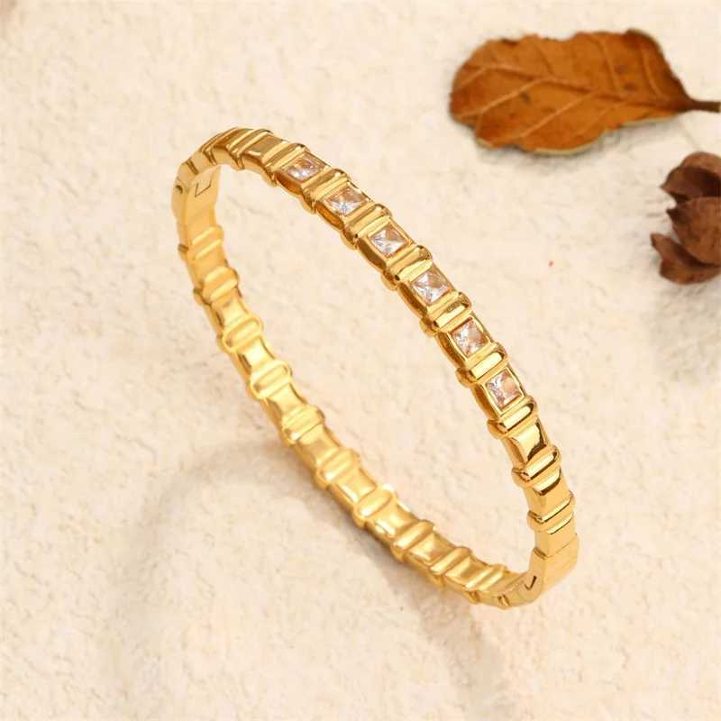 Personalized High Quality Cubic Zircon Snake Bone Stainless Steel Bracelet for Women Crystal Bangle Cuff Chain Jewelry Present J251021