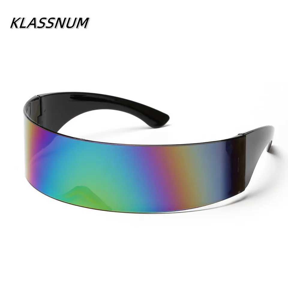 KLASSNUM Futuristic Narrow Cyclops Visor Sunglasses Women Men Laser Eyeglasses UV400 Mirrored Lens Costume Party Eyewear Glasses J251114