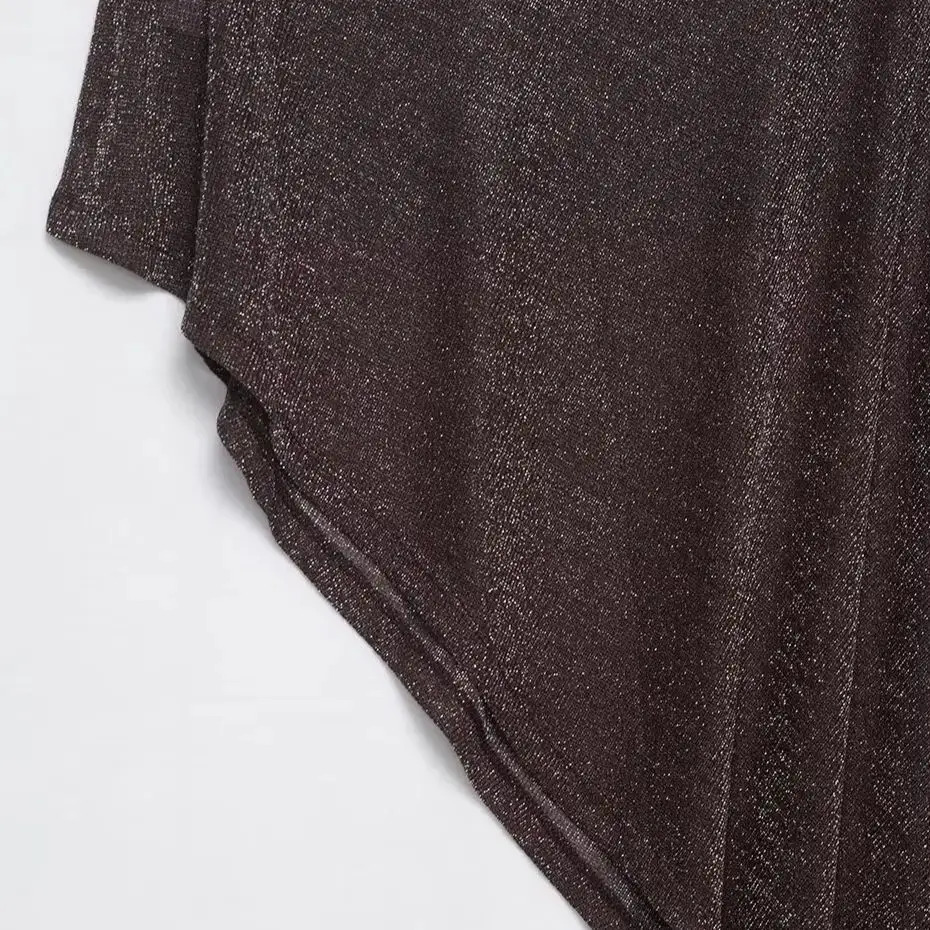 Vintage Brown Shawl Women Outfit Asymmetrical Cold Shoulder Top Cloak Coat Elegant Woman Outfits 251021