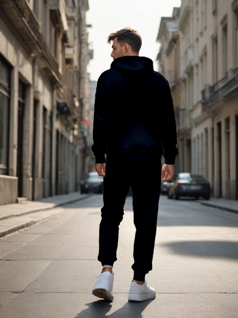 Men's Ankle-Length Knitted Hoodie Casual Outdoor Polyester Sweatshirt Gradient Color Print with Adjustable Drawstring - LMWY00170