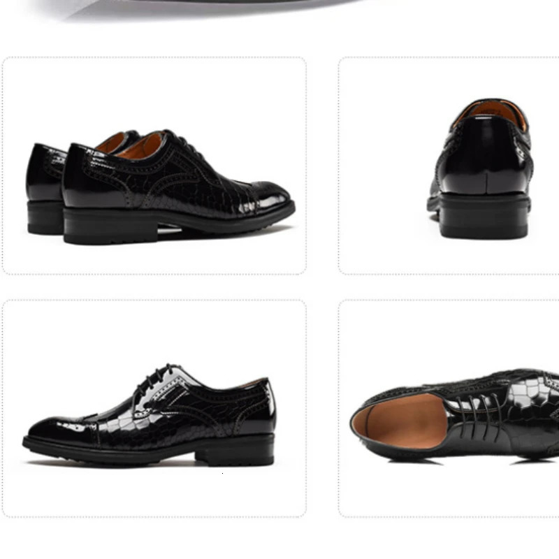 Pattern Leather Shoes Business Oxford Footwear Mens Brogue Dress Shoes Leather Formal Shoes for Men Bullock Shoe 251021