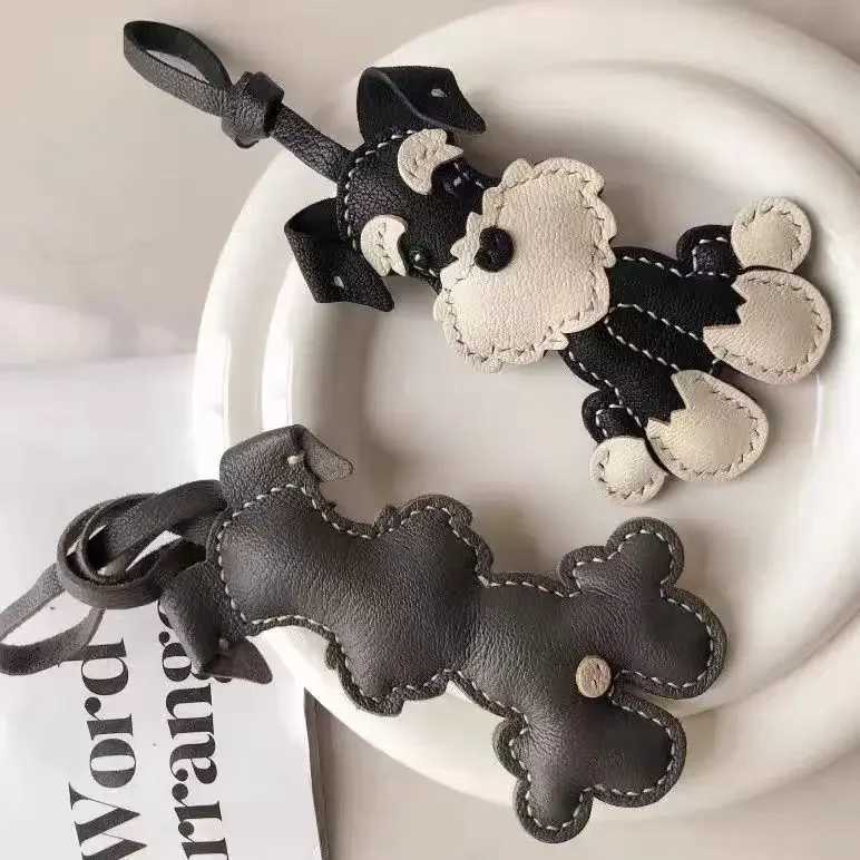 Handmade Real Leather Schnauzer Cute Bag Pendant Keychain Gift Cute Decoration Suitable For Bags Exquisite Charm Bag Accessories W251021