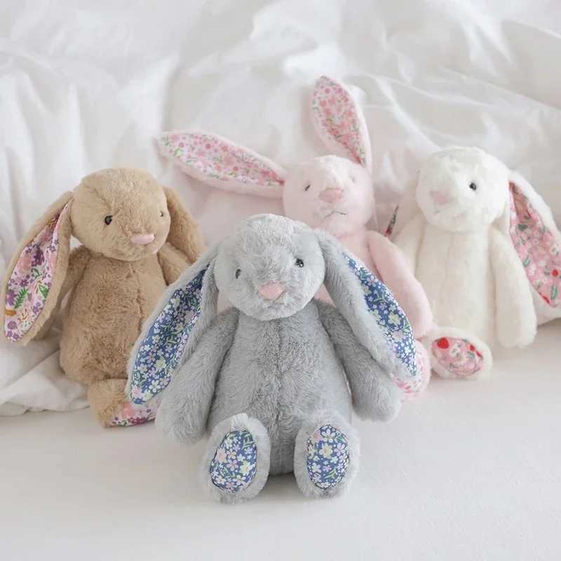 30cm Cartoon Floral Rabbit Plush Toy Pink White Bonnie Rabbit Stuffed Animal Doll Childrens Room Decor Birthday Gift For Girl L251021