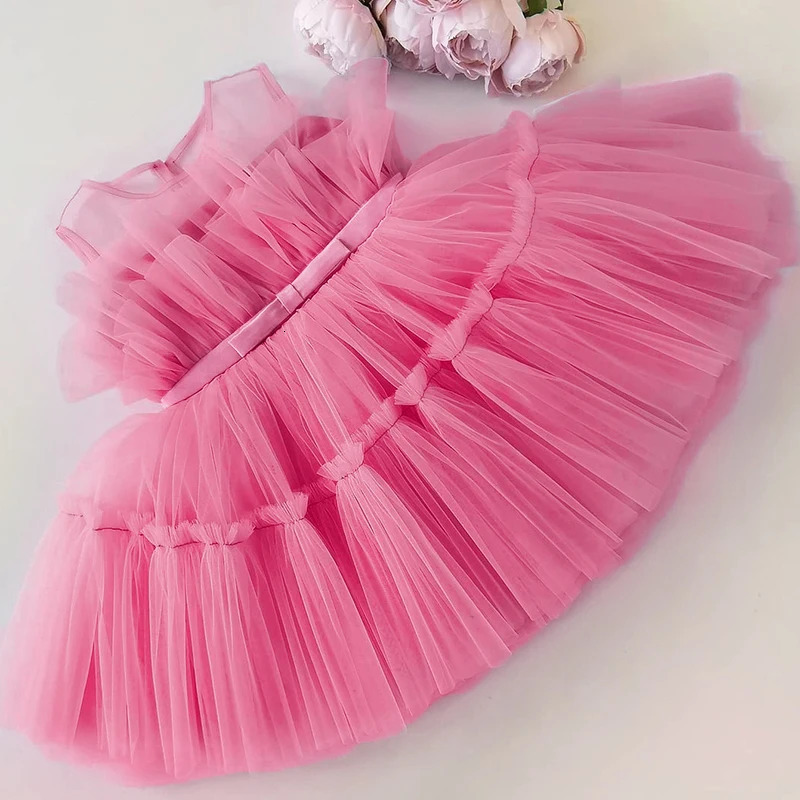 Girls Wedding Princess Dress Baby Kids Elegant Party Tutu Fluffy Prom Gown Children Bridesmaids Evening Tulle Birthday Dresses 251021