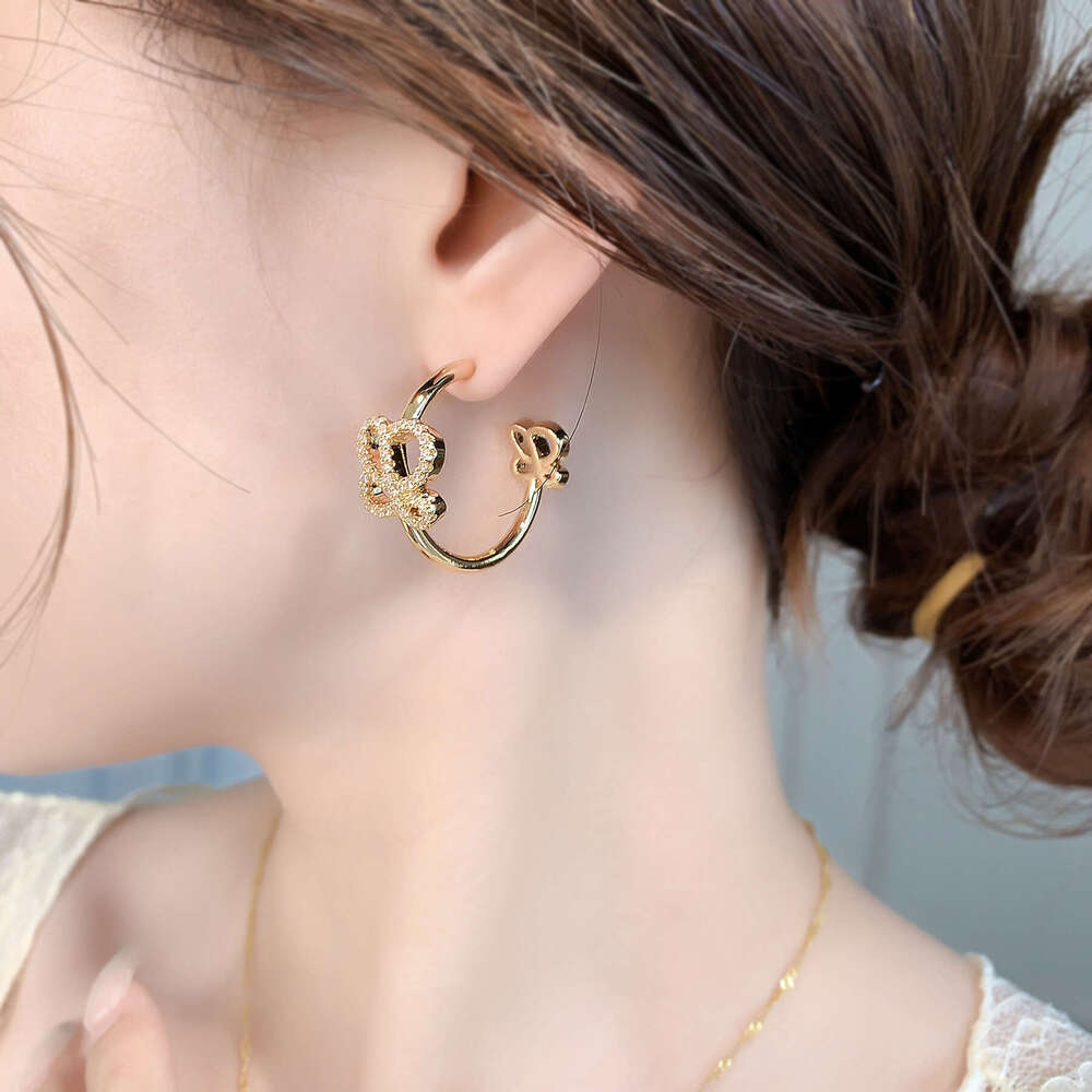 Luojia New Style Hollow Full Dia Letter Earrings Women's Ear Jewelry Brass Accessories