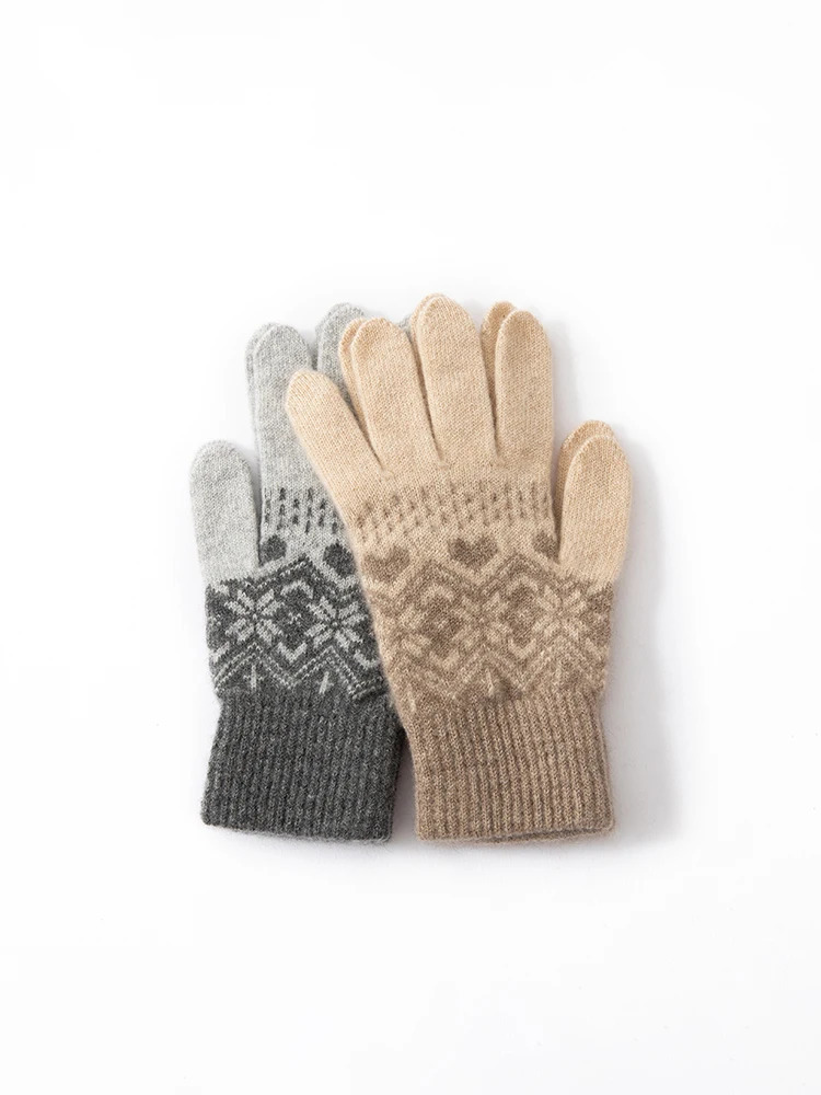 Women Jacquard Gloves Christmas Pattern Snowflakes 100 Baby Cashmere Thin Knitted Winter Thermal Gloves 251020