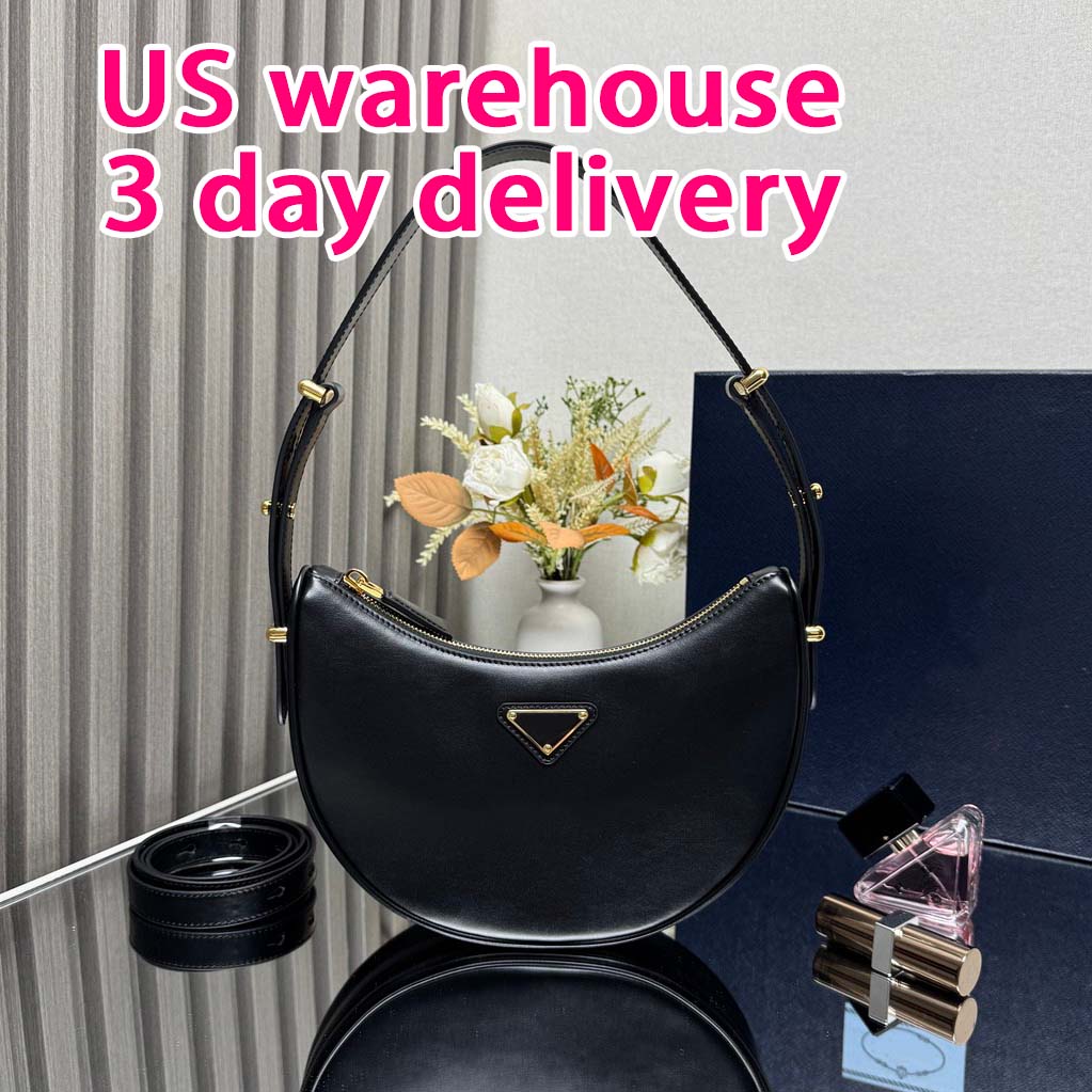 Designer bag shoulder bag crossbody bag luxury bag women's wallet fashionable black metal triangle leather handbag high-quality moon bag mini bag armpit bag