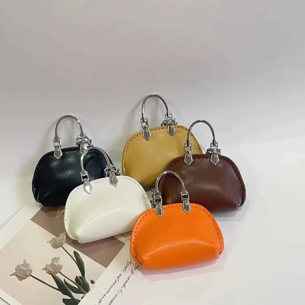 Bag Pendant Mini Handbag Change Coin Purse Exquisite Bag Keychain Hanging Decoration Charm Accessories PU Leather Solid Color W251021