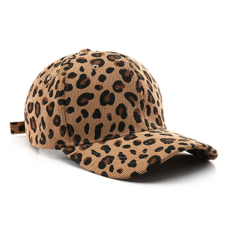 Womens Corduroy Leopard Print Baseball Cap for Autumn and Winter Outdoor Mens Warm and Coldproof Sunshade Cap H251020
