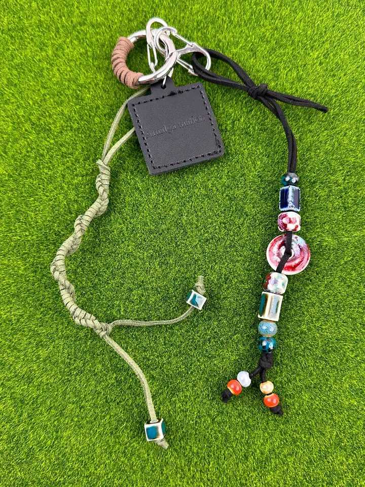 Hand woven rope Key Chain leather disc beads Pants chain W251021