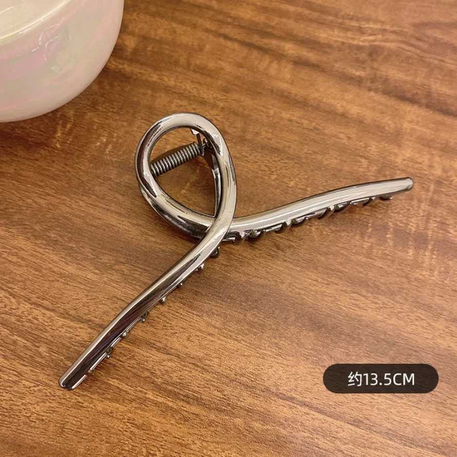 Women New Extra Large Metal Hair Claw Glossy Grab Clip Ponytail Clip Alloy Cross Hair Clip Fashion Hair Accessories Hair PinW254021