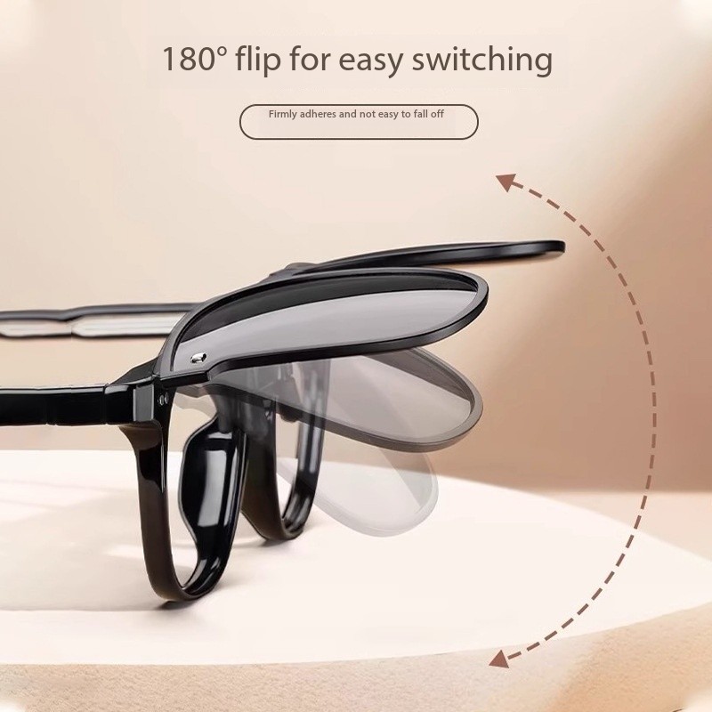 Sunglasses foldable men's and women's versatile sunglasses clip anti-ultraviolet polarized glasses for driving