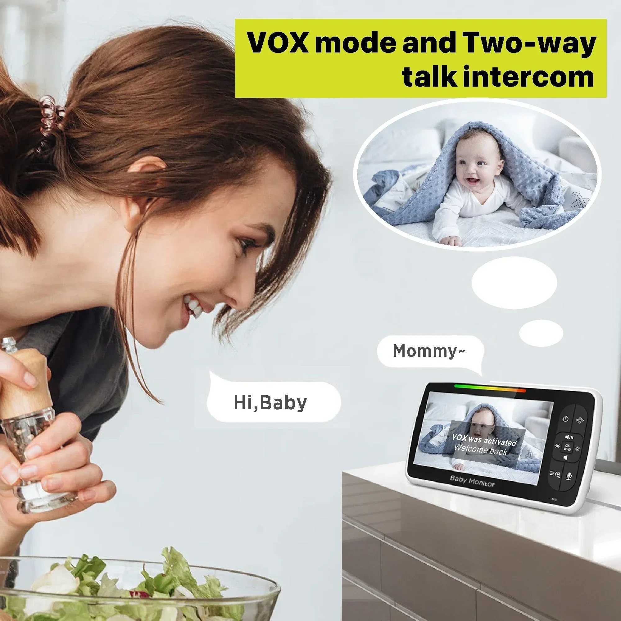 New 5 Inch Baby Monitor Lullaby Video Intercom Cry Alarm VOX Mode Nanny Cam and Audio Remote Night Vision SM650 J251121