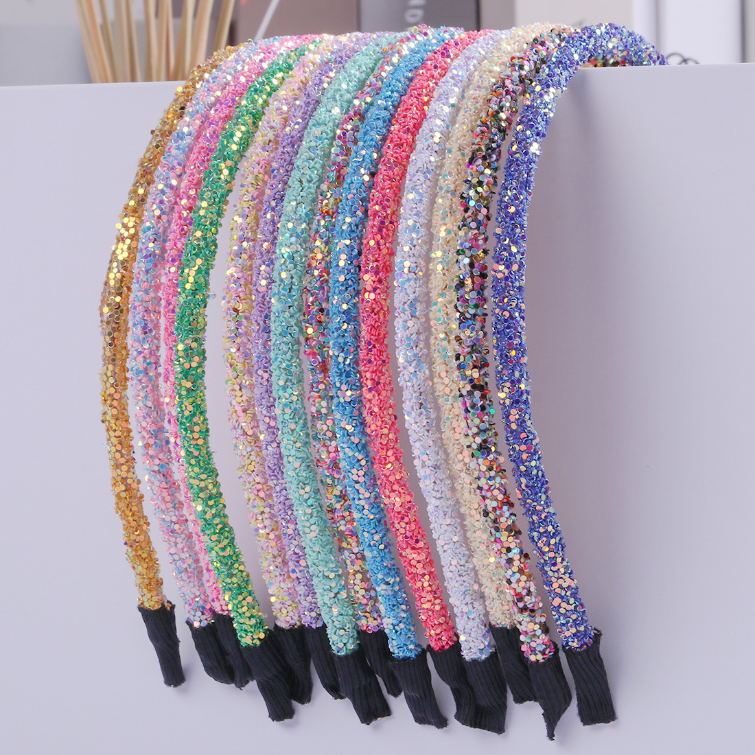 Headbands 50pclot Hair Accessories Chunky Glitter Hairband For Girl Women Girls Headband Candy Color Glitter Hairbands Hair Accessories 230325