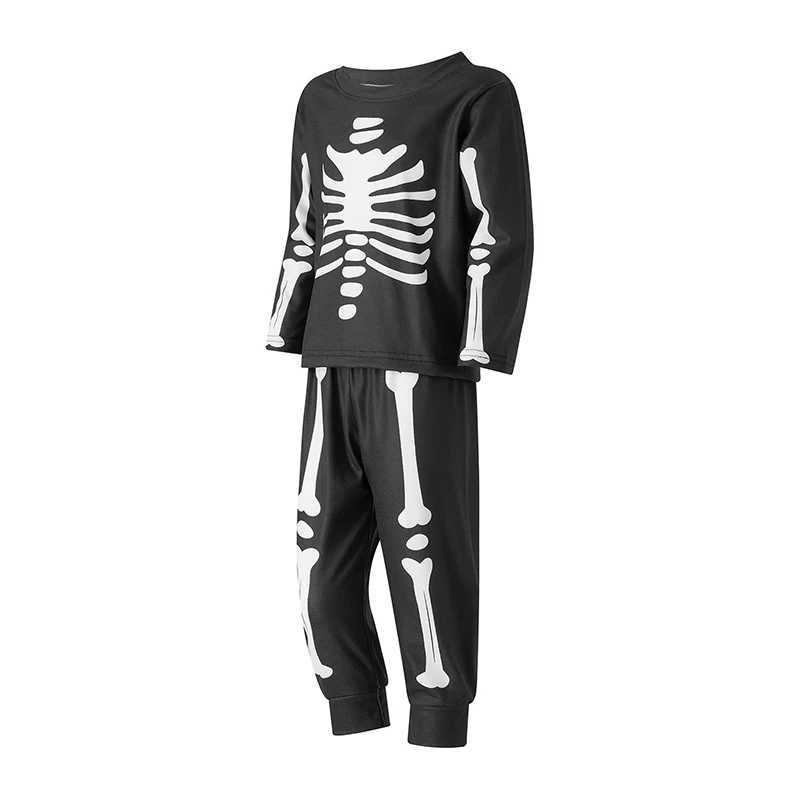 Family Matching Outfits Halloween Skeleton Print Long Sleeve Hooded Romper Jumpsuits Fall Winter Dad Mom Kids Baby Clothes L251021KTII