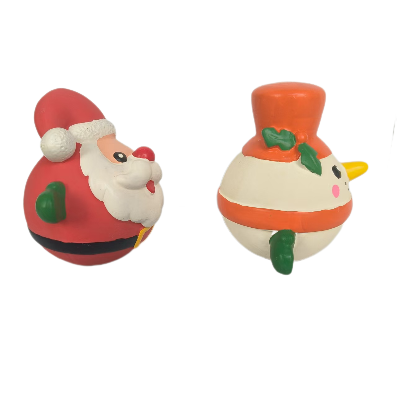 Latex Christmas Squeaky Dog Toy Soft Natural Rubber Squeaky Chewy Interactive Snow man and Santa Claus Canine Pet Toys with Bright Colors for Medium D