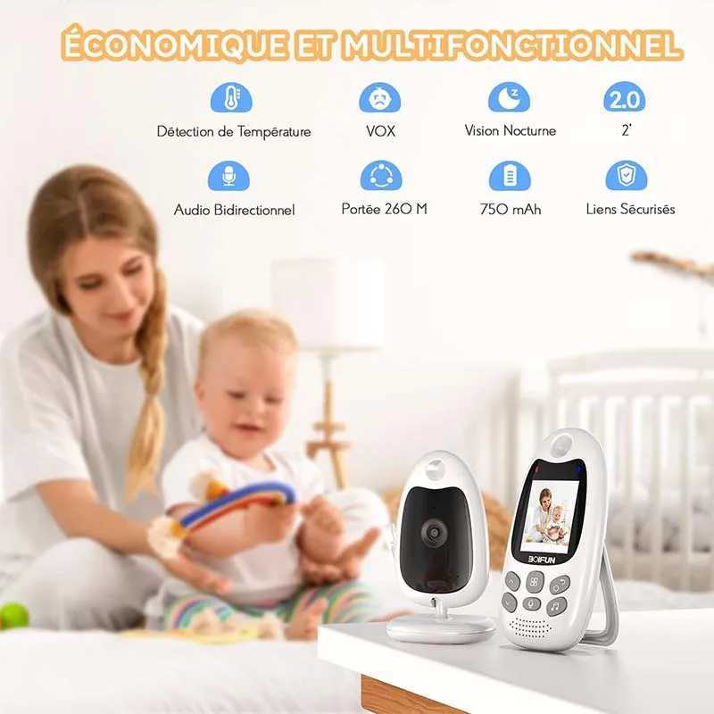 BOIFUN Baby Monitor with Camera Portable Vox Function Temperature Sensor Video 24 GHz Smart Standby 720p Bidirectional Voice J251121