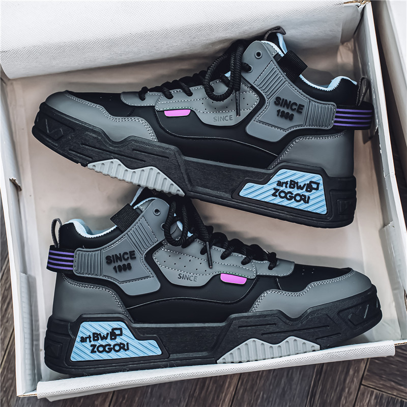 High-top men's shoes winter niche design versatile casual board shoes teenagers students sports thick-soled climaxing shoes2025