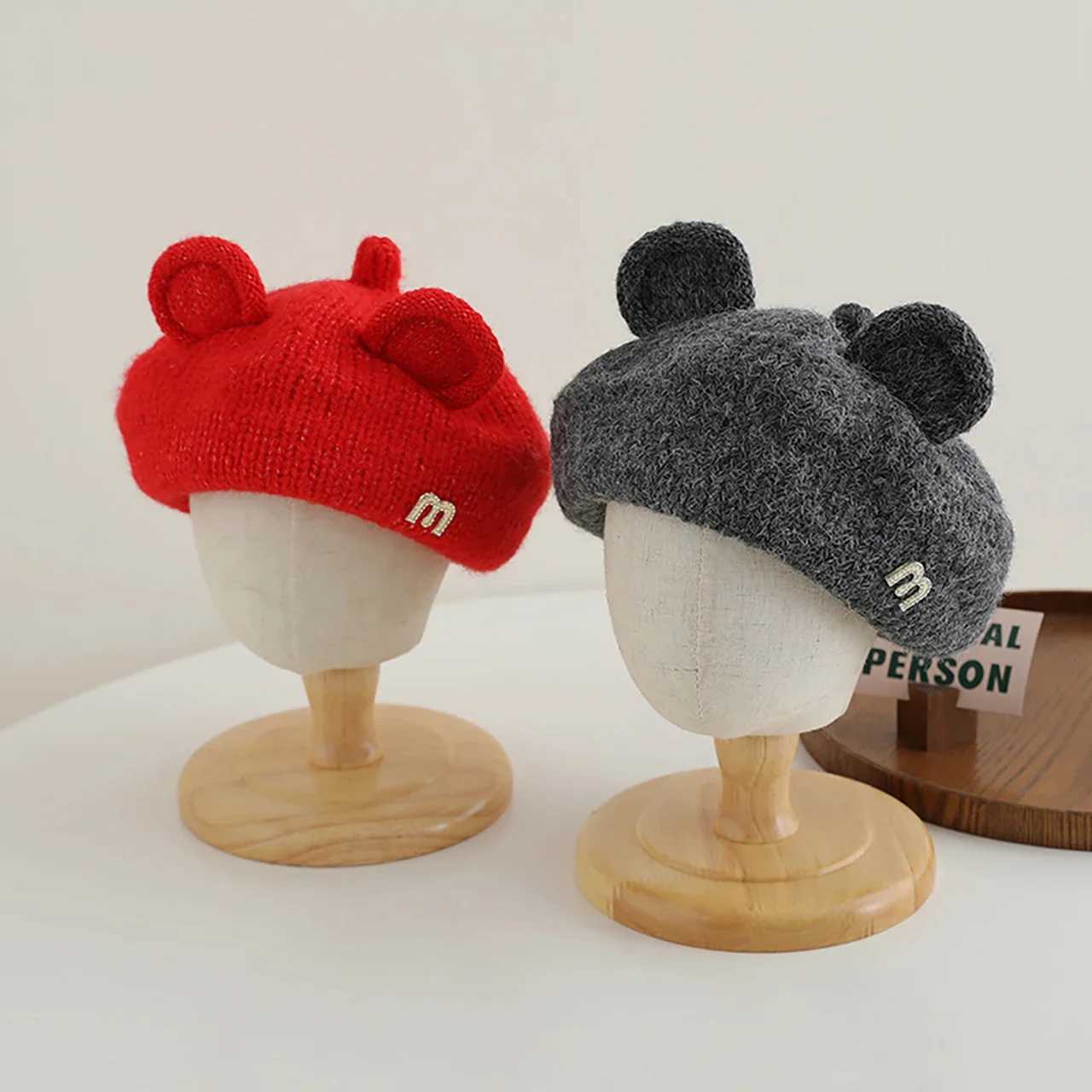 Cartoon Baby Berets Cute Ear Solid Color Toddler Girls Beanie Cap Kids Winter Warm Knitted Wool Painter Hats J251021