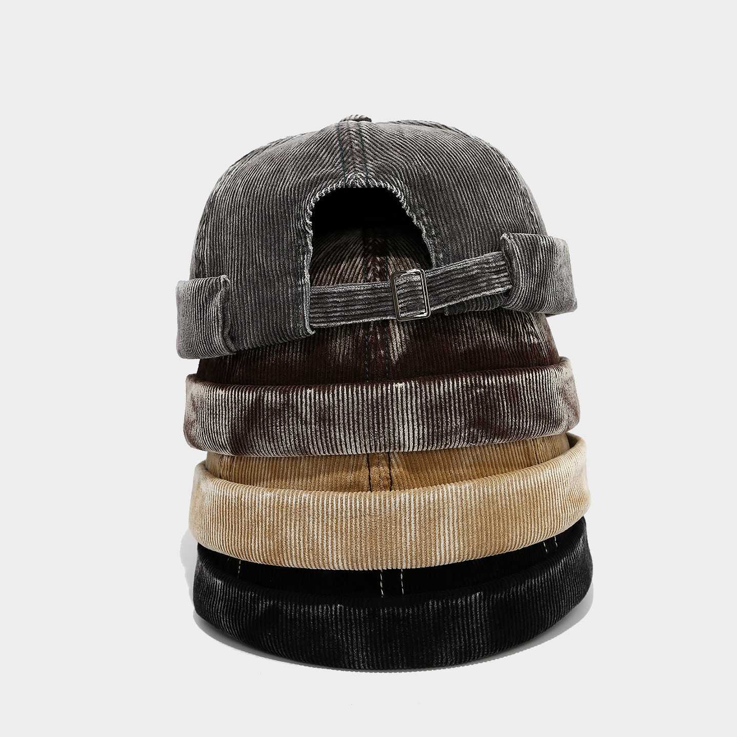 Autumn Winter Corduroy Skin Hat Men and Women Trendy Brand Distressed Brimless Beanie Cap Casual Landlord Hat Trend H251020