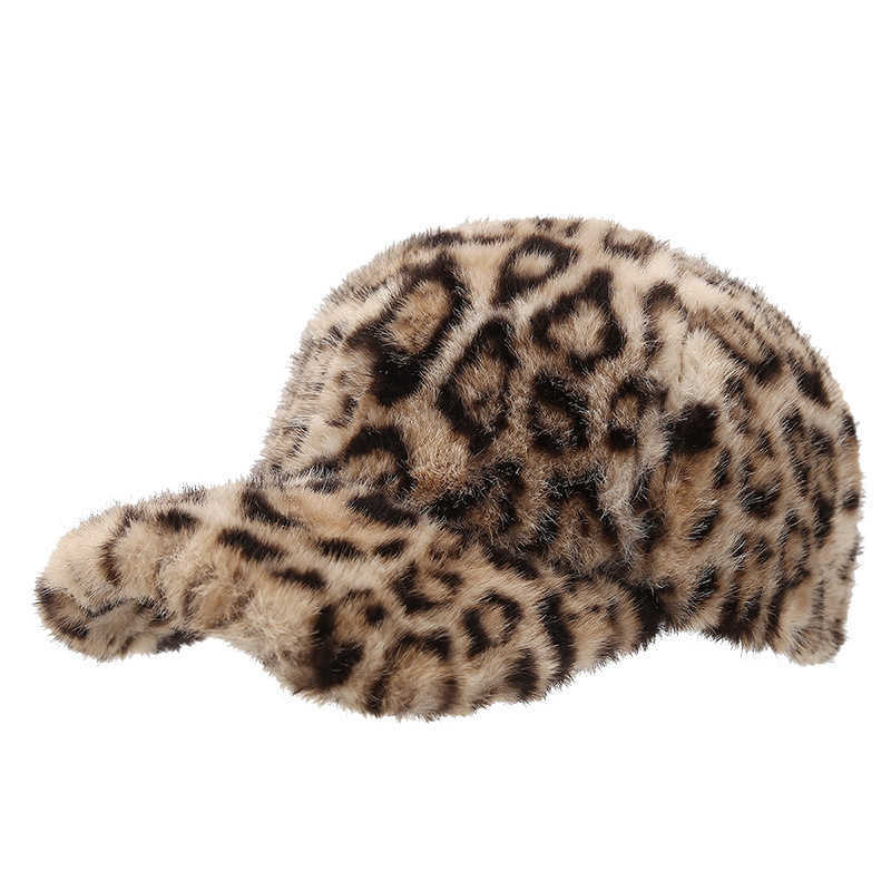 New Fashion Thickened Warm Leopard Print Plush Baseball Cap for Autumn and Winter Outdoor Street Sun Protection H251020