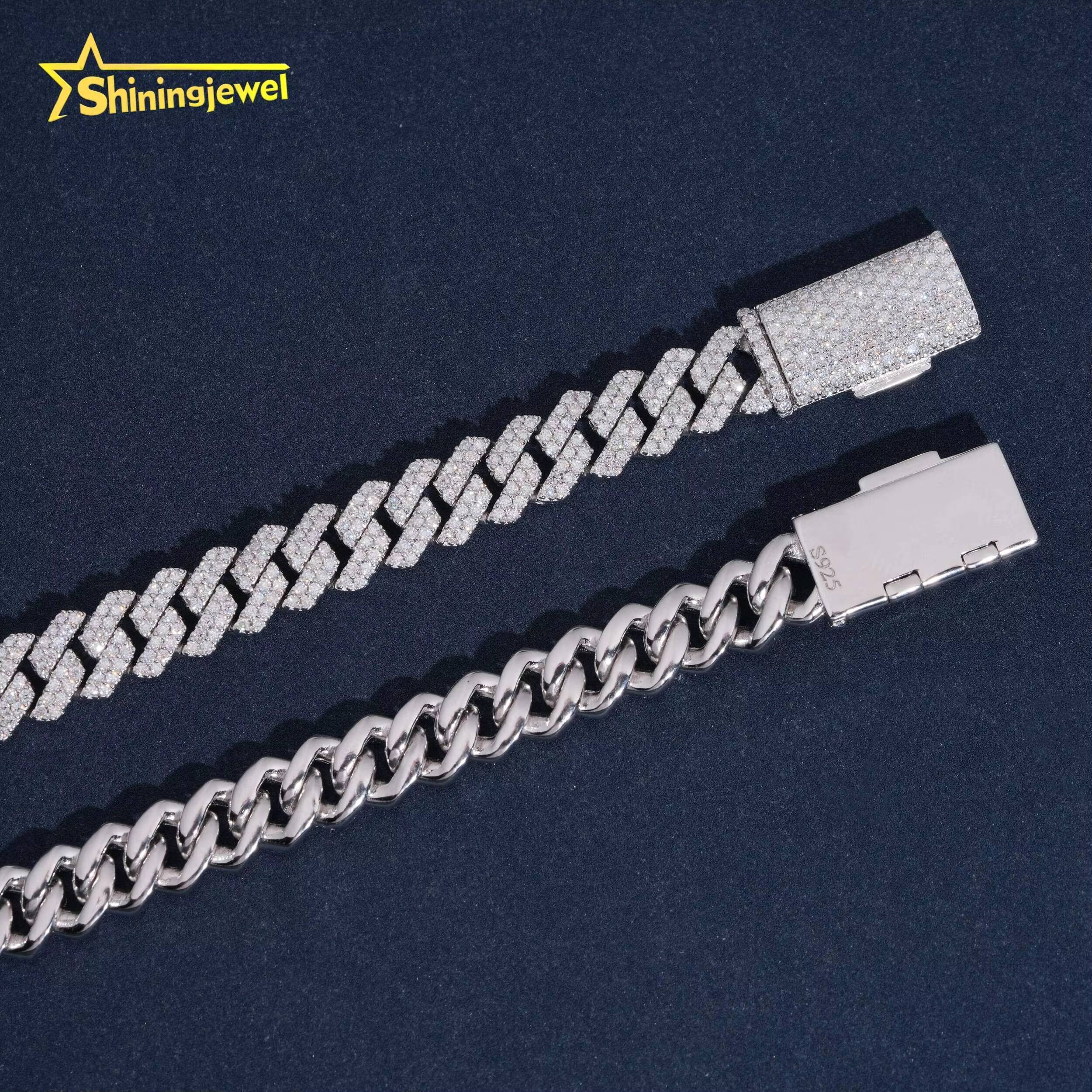 RTS US Warehouse Local Stock Pass Diamond Tester Solid 925 Sterling Silver Hip Hop Jewelry 8mm VVS Moissanite Cuban Bracelet