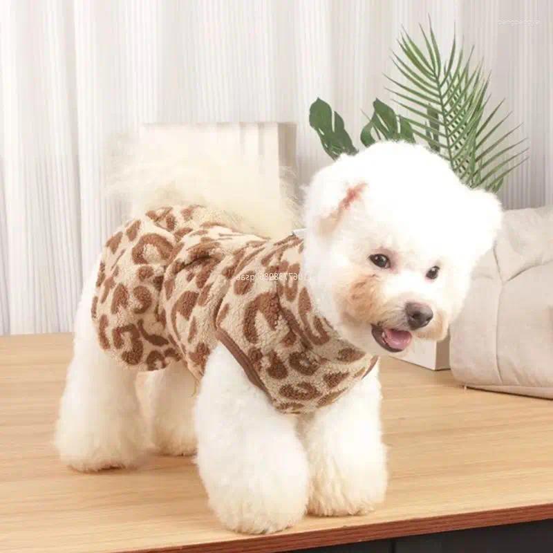 Leopard Dog Dress Coat Winter Fleece Pullover Sweatshirt Pet Clothes Sleeveless Vest Hoodies Puppy Skirts For Small Dogs Chiwawa