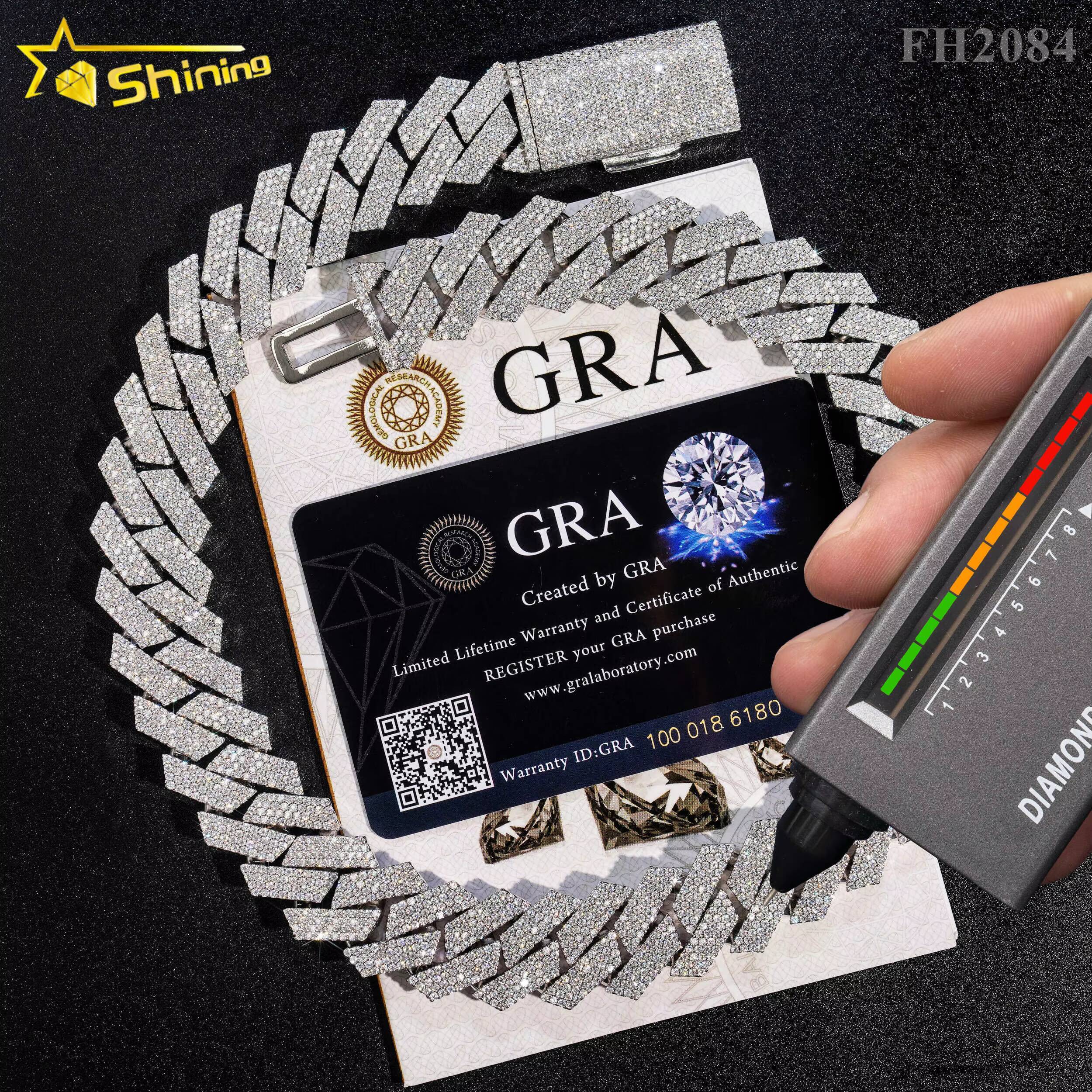 Big Size 20mm Wholesale Price Hiphop Jewelry Iced Out 925 Sterling Silver Moissanite Diamond Cuban Link Chain