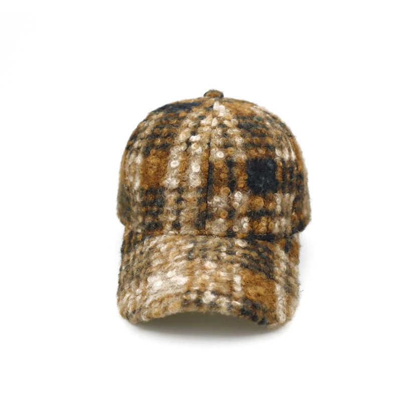 New Autumn Winter Hat Terry Plaid Warm Baseball Cap Casual Versatile Street Style Fashion Baseball Cap H251020