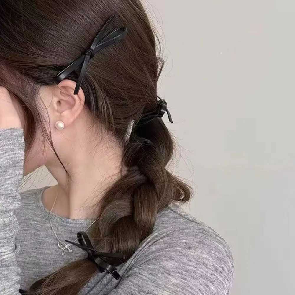 2PCS PU Leather Bow Hairpin Hair Clip Fashion Design Personality Delicate Korea Sweet Cool y2k Girls Bobby Pin Hair AccessoriesW254021
