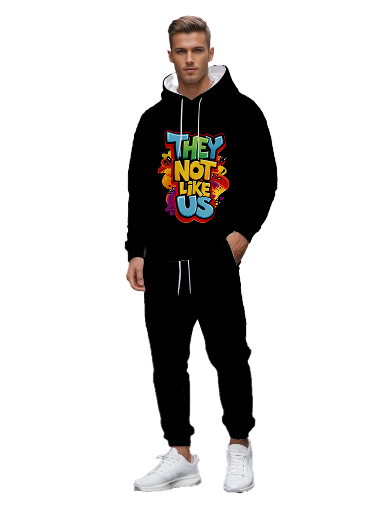 Men's Ankle-Length Knitted Hoodie Casual Outdoor Polyester Print Sweatshirt with Adjustable Drawstring Gradient Color - LMWY00162