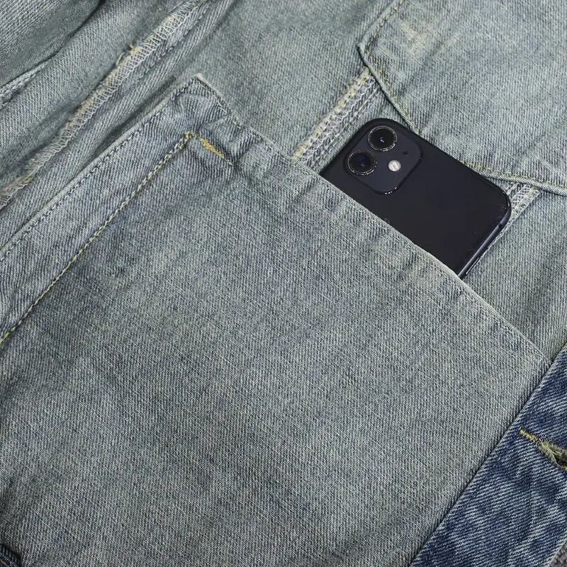 Mens casual denim jacket for spring and fall metallic singlebreasted denim jacket size M5XL 251010