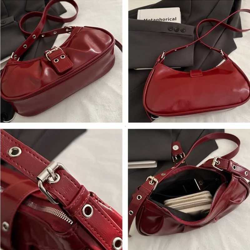 Retro Designer Buckle Armpit Bag Pu Leather Gothic Y2k Shoulder Bag Vintage Cross Body Spicy Girl Handbag Female Purses XJ251021