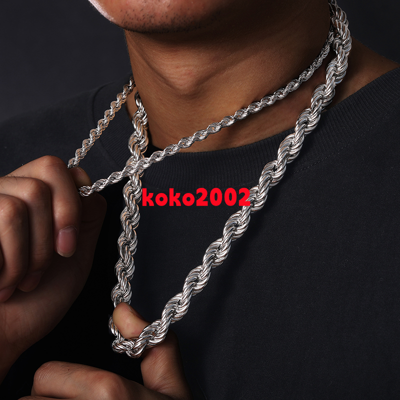 6mm Luxury 14K 18K Gold Plated Solid 925 Sterling Silver VVS Moissanite Diamond Iced Out Lock Rope Chain Necklace for Men